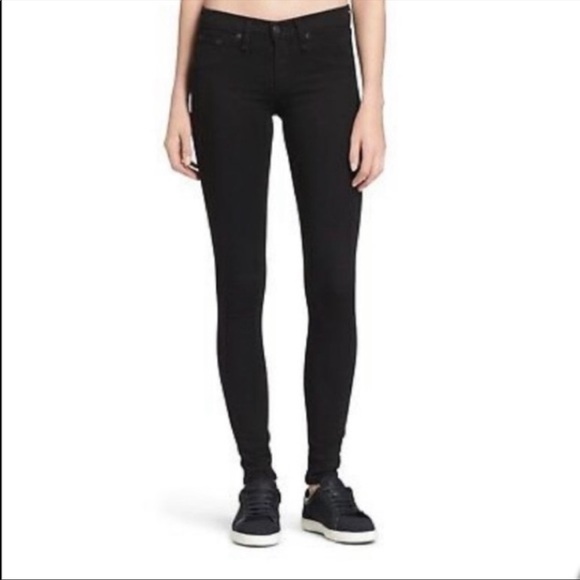 rag & bone JEAN legging 25 - 0 - 2 Black Super Stretch zip fly mid-rise - Picture 4 of 10